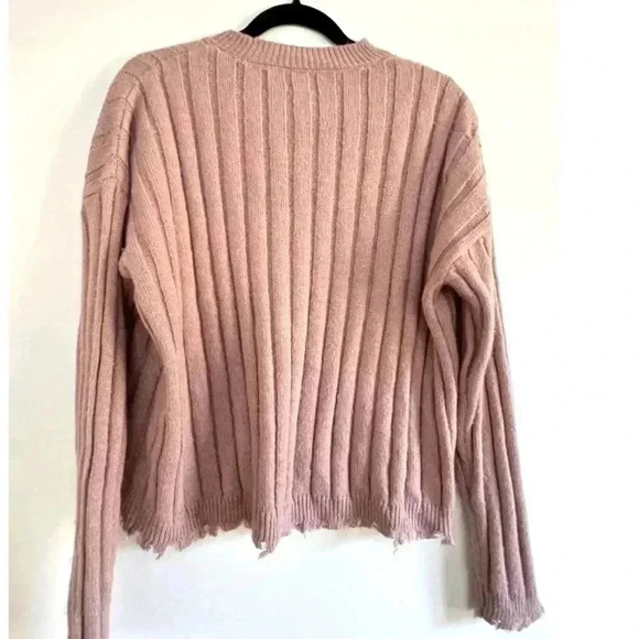 Mauve Raw Edge Knit Sweater Women’s Medium - Picture 2 of 5
